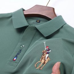 Summer Breathable Luxury Mens Embroidered Business Short Sleeve POLO Shirt Solid Color Lapel Casual Tshirt Ropa Hombre 240126