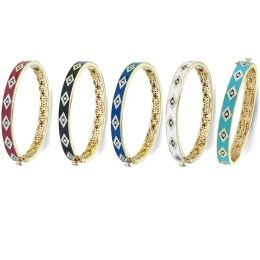 Bangles High Quality Fashion Women Hand Jewellery Gold Colour Colourful Enamel Turkish Lucky Evil Eye Bangle Bracelet For Women