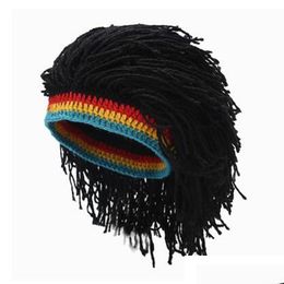 Beanie/Skull Caps Beanie Skl Caps Rasta Wig For Men Handmade Cloghet Winter Warm Hat Gorros Halloween Holiday Birthday Gifts Funny Dro Dhnuc