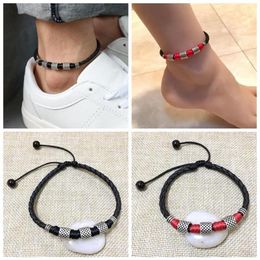 Anklets Women Men Beach Leather Beads Rope Chain Cuff Anklet Bracelet Jewellery Barefoot Accessories271J