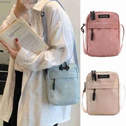 Cell Phone Pouches Fashion Casual Sports Womens Corduroy Crossbody Bag Student Mobile Phone Small Shoulder Bag Solid Colour Female Handbag 2023 New YQ240131