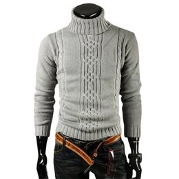 Men's Warm Sweater Long Sleeve Turtleneck Sweater Retro Knitted Sweater Pullover Men Clothes 240123