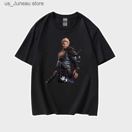 Men's T-Shirts Black Myth Wukong Surrounding Pure Cotton T-shirt 2024 New Loose Short Sleeve Mens and Womens Same Style DIY Premium Top T240821