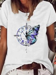 Women's T Shirts Women Clothing Short Sleeve Graphic T-shirt Kawaii Basic Tee Top Print Shirt Clothes Butterfly Vintage Lovely Summer
