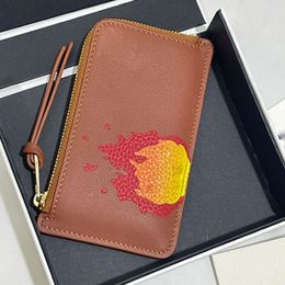 Top Calfskin Howl's Castle card holder zipper Wallets Change crossover purse new fashionable Cartoon pattern bag flame holder259Y