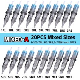 Needles 20Pcs Mixed Cartridge Tattoo Needles RL RS RM M1 Disposable Sterilized Tattoo Needle for Cartridge Machines Grips