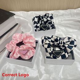 Luxury P-Letter Pink Black Women Hair Rubber Bands Luxury Elastic HairRope Ponytail Holder Hair Accessories Jewellery 3Colors