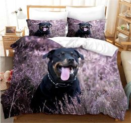 sets Rottweiler Duvet Cover Twin Black Rottweiler Twin Bedding Set Animal Theme for Dog Lover Polyester Double Queen King Quilt Cover