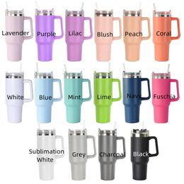 40oz Stainless Steel Tumbler with Handle and Straw Vacuum Travel Mug Insulated Tumblers237C