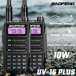 2PCS BAOFENG UV16 PLUS Walkie Talkie Long Range High Power Profesional Handheld Transceiver Dual Band 2 Way Hunting Radios 240229