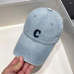 Ball Caps Letter Embroidery Denim Baseball 2024 Women's Spring And Autumn Versatile Curved Brim Casual Street Style Peaked Cap