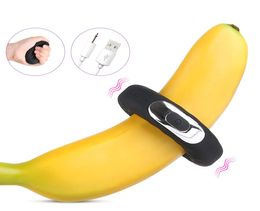 Male Vibrating Cock Rings Usb Rechargeable Silicone Vinbrating Penis Ring Delay Ejaculation Erection Lock Ring Sex Toys For Men SH6303812