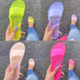 Sandals 2024 Woman Sexy Summer Shoes Slip On Fashion Slides Ladies Transparent Flats