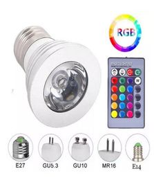 5W down light E27 E14 GU10 RGB LED Bulb 16Color Spotlight with IR Remote Controller LED Lamp for Home Party Decoration1488253