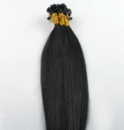 Brazilian virgin hair Straight u tip hair extension 1 Jet Black 100g 100s keratin stick tip human hair7048637