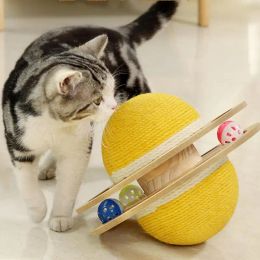 Toys Cat Scratching Ball Toy Asteroid Track Turntabletoys Natural Solid Wood Scratcher Interactive WearResistant Pet Toy Supplies