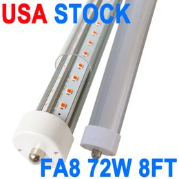 T8 T10 T12 LED Tube Lights, Dual-End Powered, Remove Ballast, Type B Bulbs, 8FT FA8, 72W 6500K Super Bright LED Replacement for Fluorescent Tubes, Clear Cover crestech