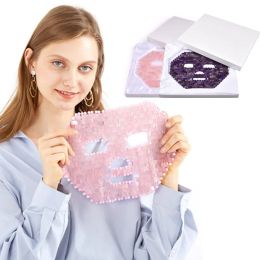 Massager Pink Crystal Eye Mask Hand Made Eye Curtain Crystal Sleeping Mask Rose Quartz Cold Therapy Facial Massager Natural Jade Mask