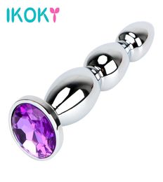 IKOKY Big Size Jewel Anal Plug Adult Sex Toys for Women and Men Long Butt Plug Erotic Products Prostate Massage Metal Anal Beads S8358054