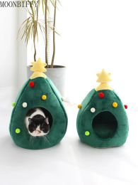 Mats Cat Bed Christmas Tree Covered Cave Washable Pet Sofa with Removable Cushion for Small Dogs Cats Puppies Cat Bed