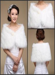 Bridal Wraps fur Winter Bridal Shawl Wraps Warm Long Wide Pearl Faux Fur for Wedding Shrug Cape Shawl 2018 Cheap In Stock Coat for9528195