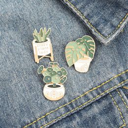 Cute Cartoon Potted Turtle Back Bamboo Cactus, Aloe Vera Plant Brooch, Clothing Accessories