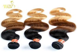 Ombre Human Hair Extensions Brazilian Body Wave Virgin Hair Weave Bundles Three Tone 1b427 Grade 8A Ombre Remy Brazilian Human 9499216