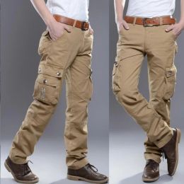 Pants Spring Autumn Men Workwear Pants Loose Straight Cargo TrousersMulti Pocket Outdoor Sports Camo Durable Work Pants