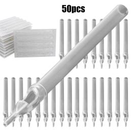 Needles 50PCS Clearly Long Tattoo Tips White Disposable Plastic Long Tattoo Tips Nozzle Tube for Tattoo Machine Needles Supply