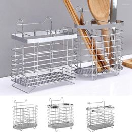 Kitchen Storage Metal Stainless Steel Chopsticks Cage Internal Compartment No Drilling Cutlery Holder Wall Mounted Hanging Tableware Tube