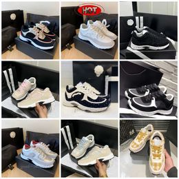 Designer Shoes Fashion Vintage Channel Black White Red Yellow Blue Beige Light grey Dark green Olive green Silver suede leather sneakers Women's outdoor casual shoes