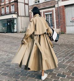 Brand Fashion XLong Women Cloak Khaki Coat Lady Windbreaker Female Trench Coat Spring Autumn Outerwear Clothes Loose Oversize Pan2855645