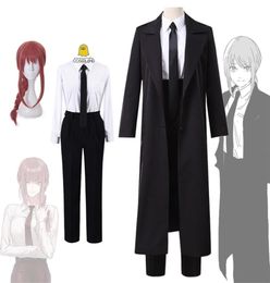 Theme Costume Anime Man Makima Cosplay Black Trench Shirt Tie Pants Wig Long Light Red Braid Men Women Suit Uniform 2210264089757