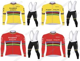 World Quick Step Cycling Jersey Set Red Yellow Men Clothing Spring Autumn Bike Suit Maillot Ropa Ciclismo Racing Sets2662454