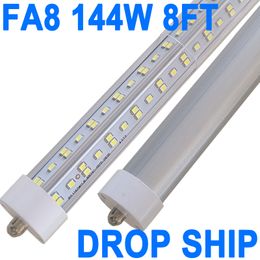 T8 V Shaped 8FT LED Tube Light 144W 270 Degree Single Pin FA8 Base, 18000LM, 8 Foot Double Side (300W LED Fluorescent Bulbs Replacement),Dual-Ended Powers Cabinet crestech