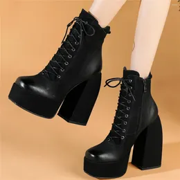 Dress Shoes Winter Punk Party Creepers Women Genuine Leather Slingbacks High Heel Pumps Female Square Toe Platform Ankle Boots Casual
