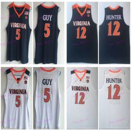 Kolej basketbol 12 dekant avcı jersey virginia cavaliers 5 kyle adam dikişli takım lacivert beyaz renk üniversite spor nefes alabilen gömlek boyutu s-xxxl ncaa