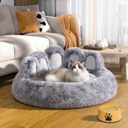 Super Fluffy Dog Bed PET House Sofa Washable Long Plush Outdoor Large Pet Cat Warm Mat Portable Supplies Donut 240220