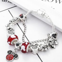 Hot Brand Bracelets Womens Cartoon Glass Jewellery Silver Plated Diy Beaded Bracelet Boutique Girl Classic Design new Couple Love Gifts Bracelet Factory Wholesale