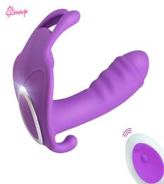 Wearable Dildo Vibrator G Spot Clitoris Stimulator Butterfly Vibrating Panties Erotic Toy Adult Toy for Women Orgasm Masturbator M7178372