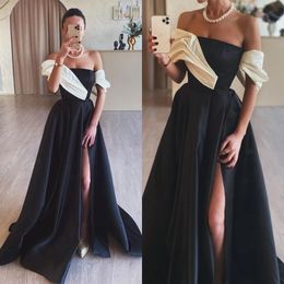 Elegant black white prom dress off shoulder formal evening gowns elegant split party dresses for special occasions promdress