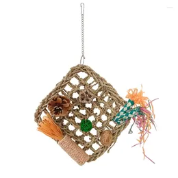 Other Bird Supplies Entertainment Toy Cage Hangable Grass Mats Natural PineCones Standing Swing For Lovebirds Cockatoos 6XDE