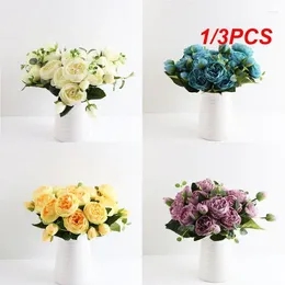 Decorative Flowers 1/3PCS White Silk Artificial Roses Wedding Home Autumn Decoration High Quality Big Bouquet Luxury Fake Flower