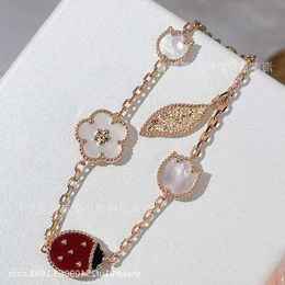 Designer Jewelry Luxury Bracelet VanCA Star Ladybug Five Flower Bracelet Sterling Silver Natural Fritillaria Lucky Flower