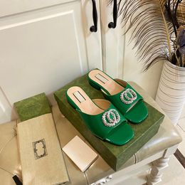 2024 designer slides Women flip flops Leather sandal Double Metal Black White Brown slippers Summer Beach Sandals with BOX size 35-44