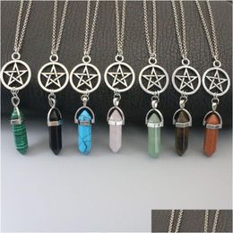 Pendant Necklaces Men Designer Jewelry Sier Plated Star Natural Stone Healing Green Aventurine Alloy Women Necklace Drop Delivery Pen Dh4Nz