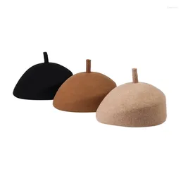 Berets Children's Autumn And Winter Fashion Casual Retro Fine Wool Woollen Beret Painter Hat Concave Shape Top