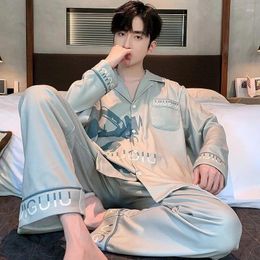 Men's Sleepwear 2024 De Rong Pajamas Autumn Winter Fleece Thickened Long Sleeve Velvet Homewear Warm Spring Loungewear Set