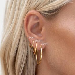 Hoop Earrings AIDE 12/20/30mm Hoops S925 Sterling Silver Shiny 18k Gold Set For Women Ear Buckle Fone Jewellery Gifts Pendientes