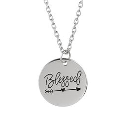 12pcs lot new arrival BLESSED necklace Inspirational Motivational Engraved Charms Necklace pendant necklace for friend Jewellery gif3307